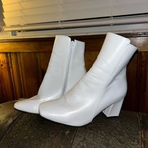 White ankle booties